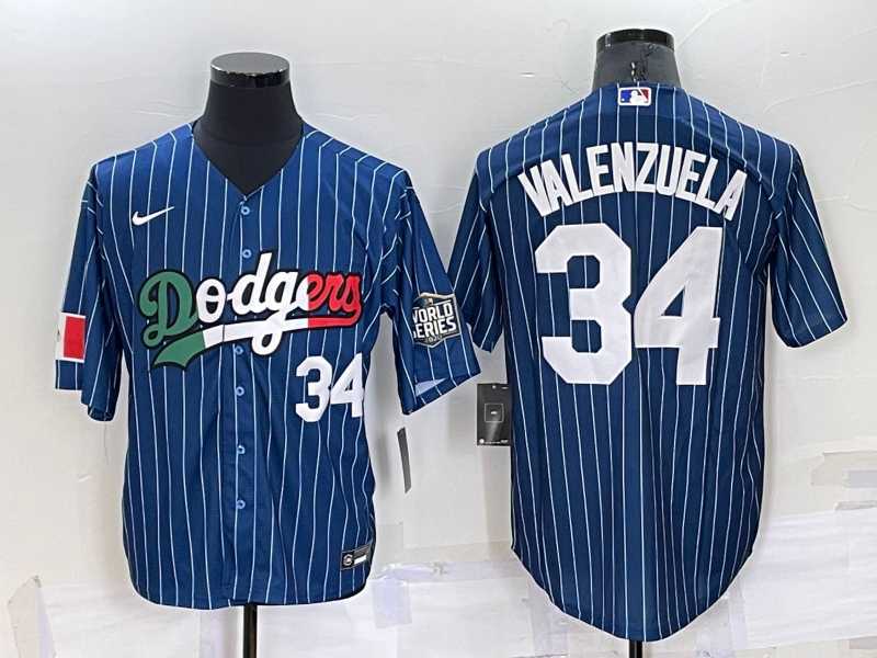 Los Angeles Dodgers #34 Fernando Valenzuela Number Navy Blue Pinstripe Mexico 2020 World Series Cool Base Nike Jersey,We sell and wholesale Los Angeles Dodgers #34 Fernando Valenzuela Number Navy Blue Pinstripe Mexico 2020 World Series Cool Base Nike Jersey on line form chian!